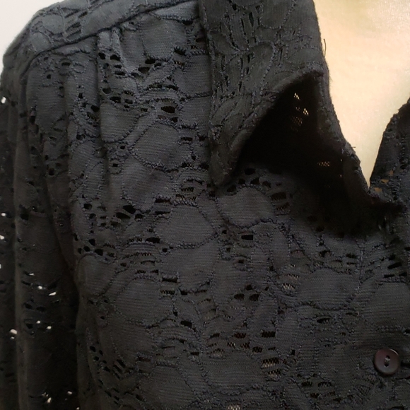 M C.C. Couture Lined Black Lace Shirt B13 - Picture 2 of 7